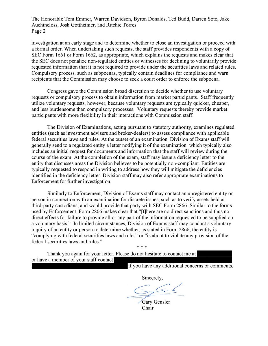 GOPMajorityWhip's tweet photo. FYI - @GaryGensler responded to our bipartisan oversight letter on the SEC’s crypto info collection process. Gensler’s response doesn't provide Congress with the specific data and insights we requested in our 13 questions.

Don’t worry, CT, we will obtain this information. https://t.co/PnbcFWnjMN