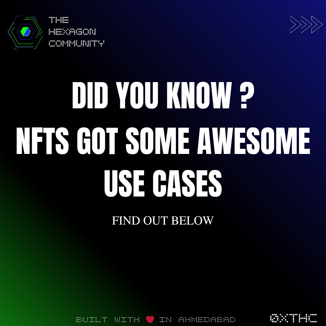 TheHexagonTeam's tweet photo. Wondering what are nfts used for?
Read the thread🧵⬇️ https://t.co/qxqO0VB9XA
