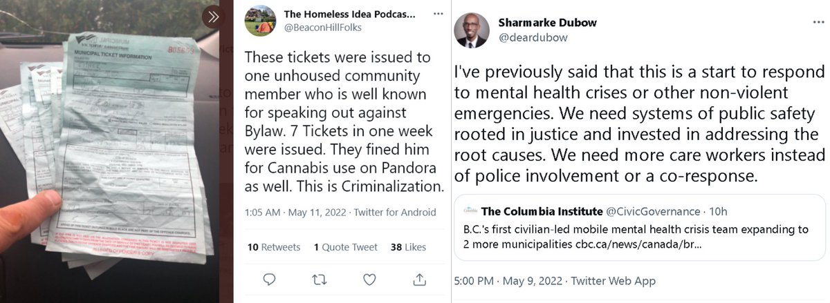 photowarrior's tweet photo. DEFUND THE POLICE
Bylaw = Police #PovertyKILLS
SEVEN tickets in ONE week! #targeted
Criminalize the unhoused for cannabis use.
Criminal Harassment of the homeless.
@deardubow @sarahpottsvic #yyj #bcpoli
#PovertyInflicted #poverty #housing https://t.co/qPotuxNAik