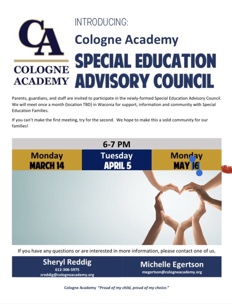 Cologne Academy on Twitter join us for the final Special Education Parent Advisory