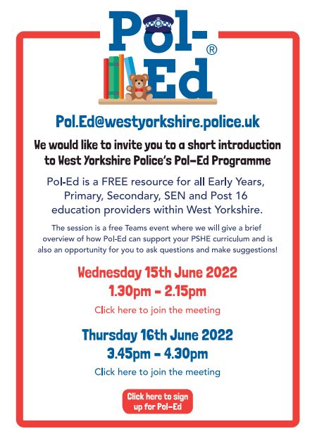 Pol_Ed_UK's tweet image. If you're a #WestYorkshire school, you will shortly receive an email invite to our #PolEd seminars this summer term to learn more about this ground breaking resource which safeguards young people, empowers them to make positive life choices and promotes good citizenship.