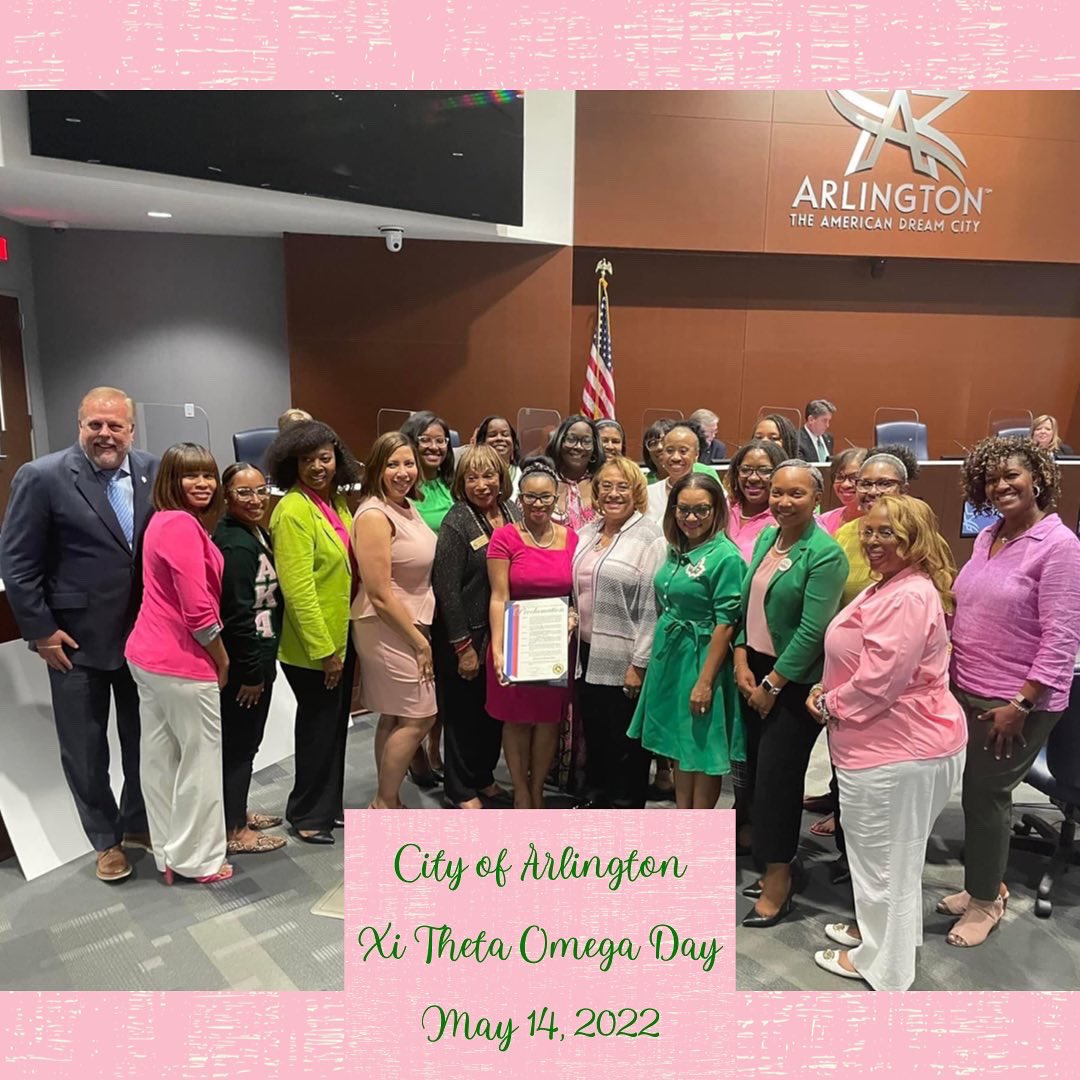 Last night, Alpha Kappa Alpha Sorority, Incorporated®, Xi Theta Omega Chapter was presented with a Proclamation, read by our Chartering President and City Council member, Dr. Barbara Odom-Wesley, for celebrating 40 years of service in the Arlington community.
