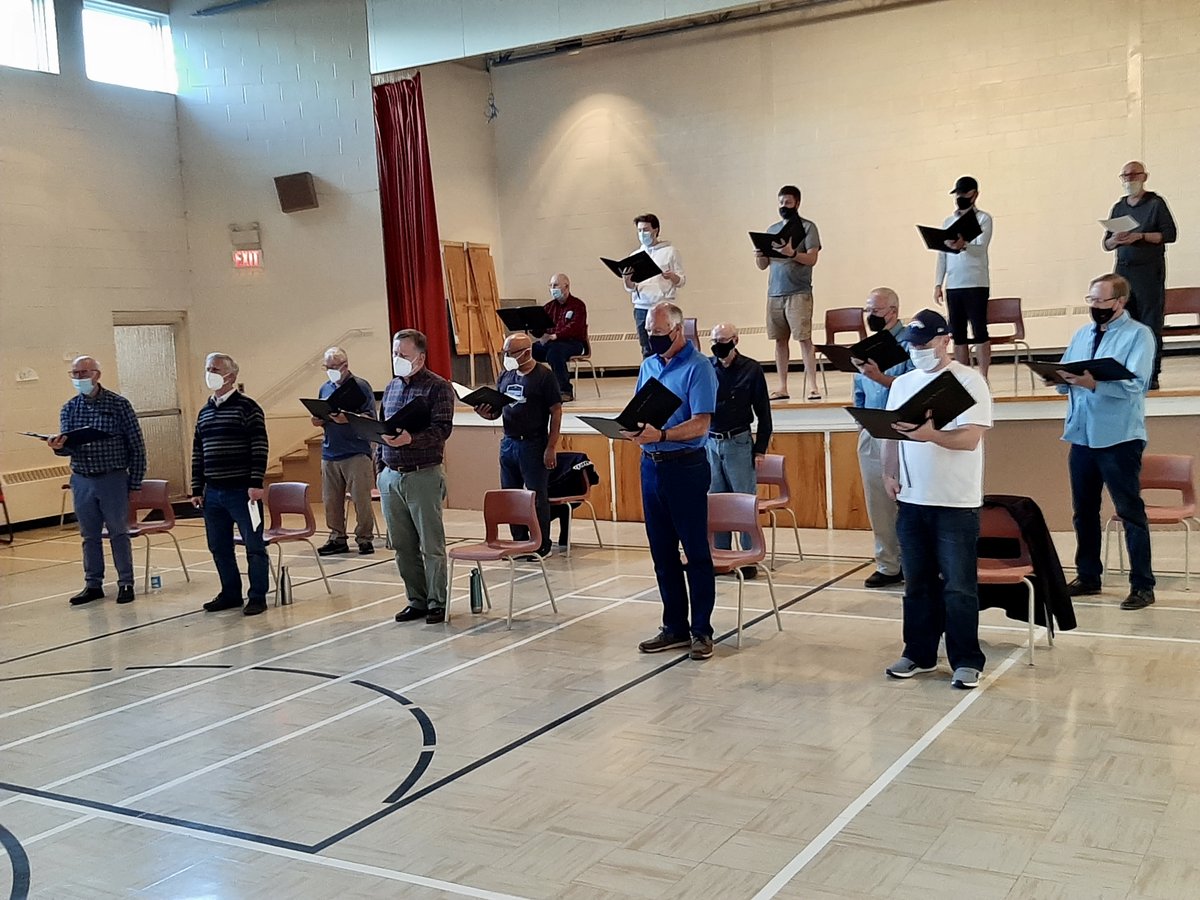 SaintChorus's tweet photo. Kodos to the men for being masked and physically distant to create a safe environment for all members to feel respected and secure. #singingagain https://t.co/jGNTvz33Rx