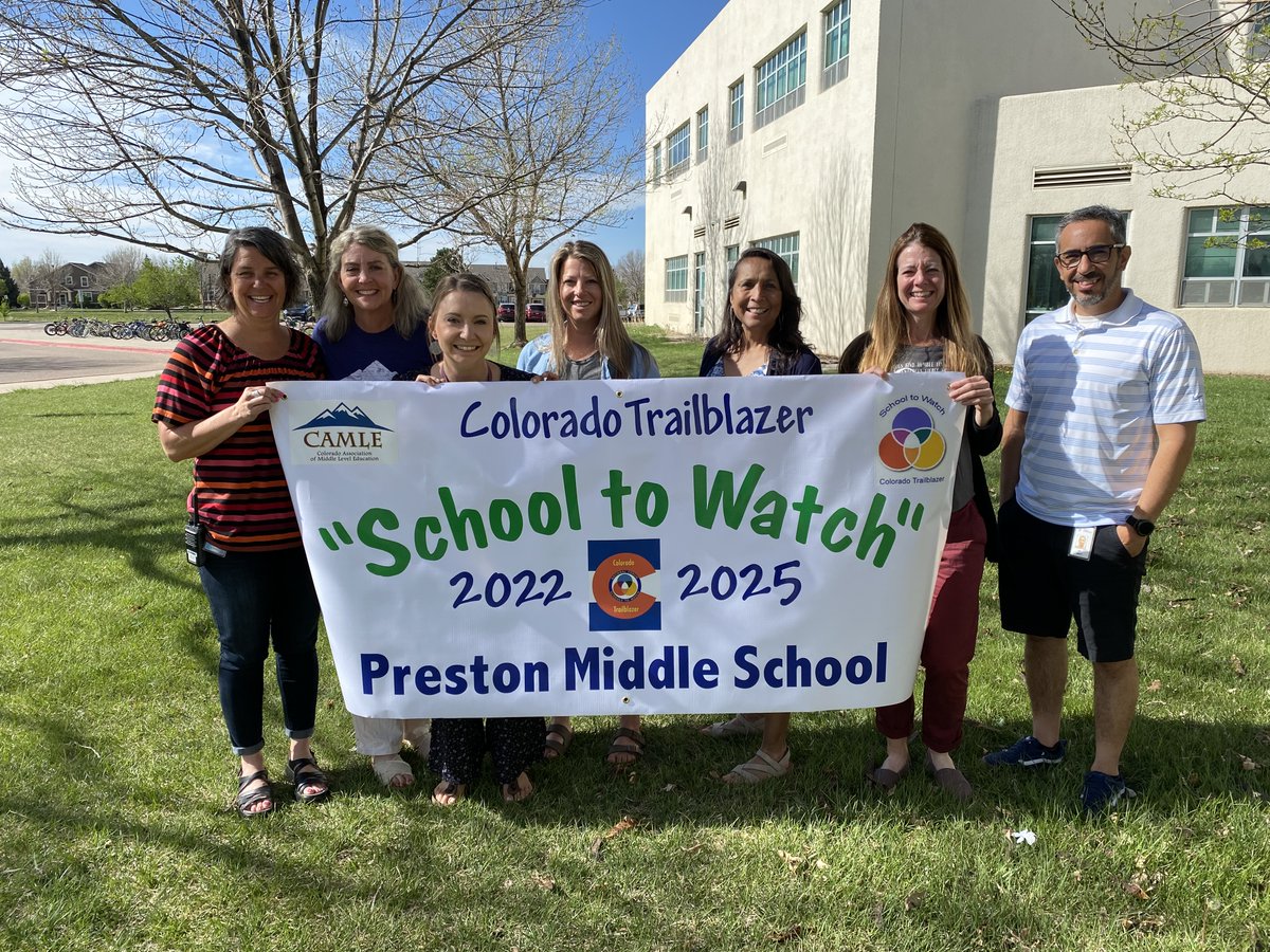 camlecolorado's tweet photo. Congrats to Preston Middle School for being recognized as a 2022 Colorado Trailblazer #SchooltoWatch! You continued trajectory of excellence makes you a worthy model in our state and nation! See you in June at the National Schools to Watch recognition! @PrestonStem #educolo https://t.co/BM1reetoFq