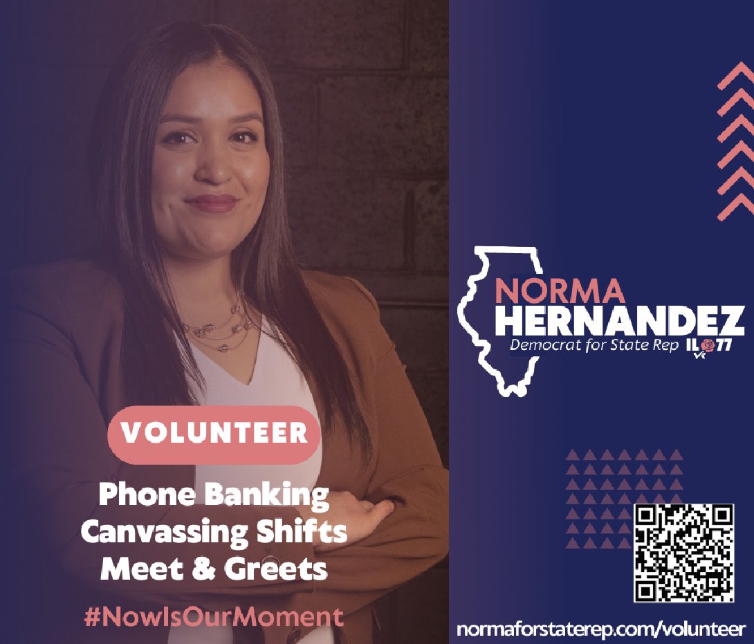 NormaForStateRp's tweet photo. Movements happen thanks to involved community members like you. 

 Join our volunteer efforts - the opportunities are flexible and any time you can spare is appreciated! 

#NormaForStateRep #IL77 #NowIsOurMoment https://t.co/ok6azfUAyx