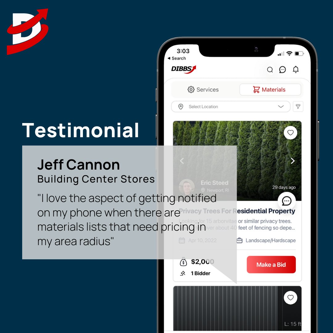 We're delighted to recieve feedback from our satisfied Dibbs suppliers. Download the app today to start saving time and money in your industry- and don't forget to leave us your feedback, we'd love to hear it! 📲⏰💸 #constructionsupply #buildingsupply #contech #constructionnews