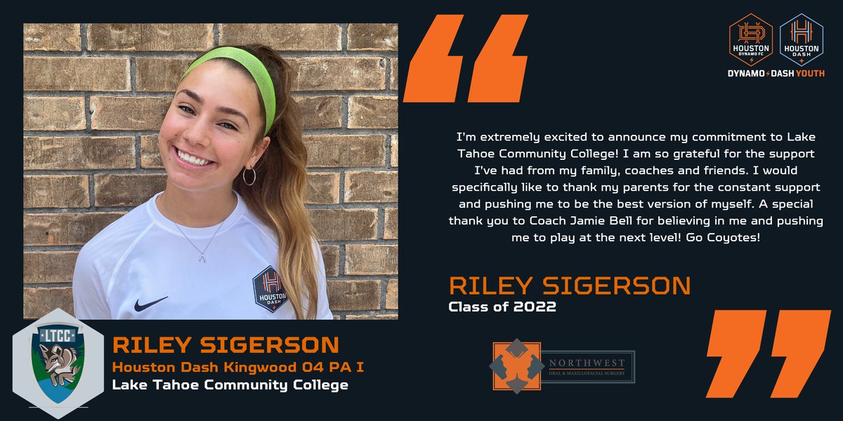 HTXSoccer's tweet photo. π¨ College Commitment! π¨
@rileysigerson5 from the Houston Dash Kingwood 04 PA I has committed to @tahoeccsoccer. Congratulations, Riley! β½π§‘
#dynamodashyouth #ddycollegecenter #ddycff #collegefitfinder #ddycommitted @stxsoccer @nwomsmarketing https://t.co/IlFnkX50t1