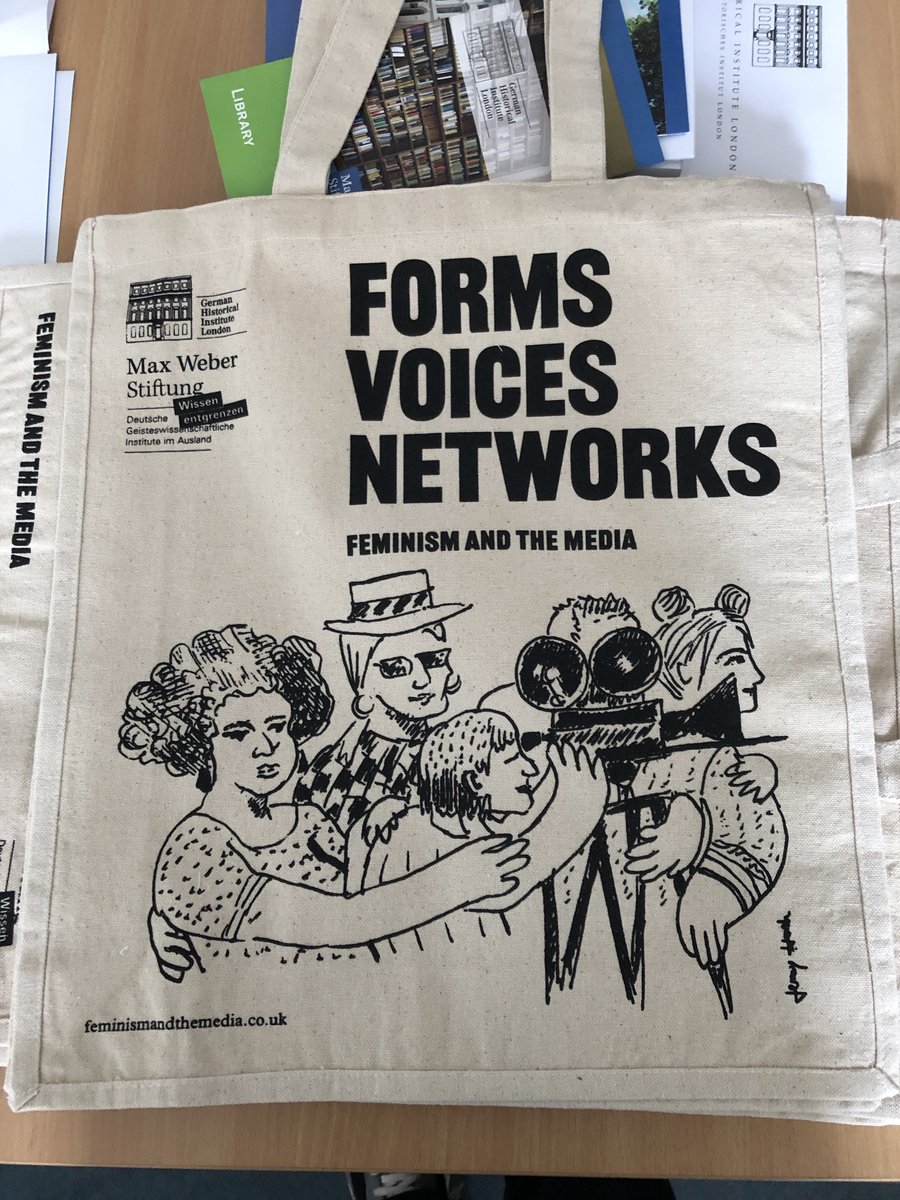 We didn't manage a final thank you event for our contributors irl  (thanks to Omicron!) but we do now have actual exhibition-themed bags (!) to send out, featuring beautiful work by @harriet_hat & Jenny Hersh (and modelled here -- in a totally unforced/spontaneous manner ofc!) https://t.co/rmbTgA9ms9