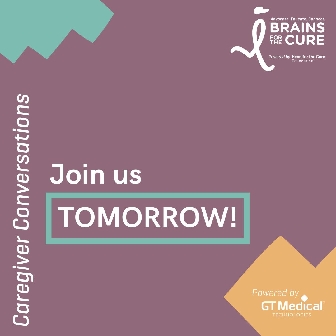 Join Brains for the Cure TOMORROW for our next Caregiver Conversations! Register at bit.ly/3qS5BvN to receive the Zoom information. #braincancer #braintumor #caregiver #btsm