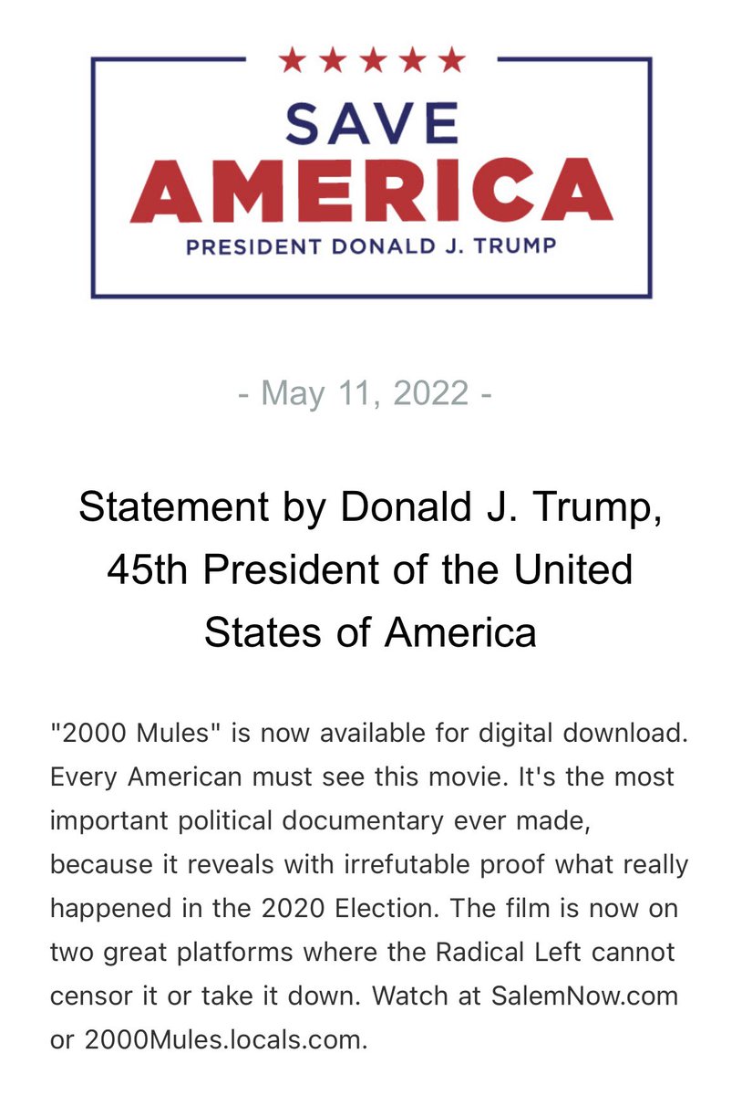 RSBNetwork's tweet photo. Statement by Donald J. Trump, 45th President of the United States of America https://t.co/CyjTUsN0wz