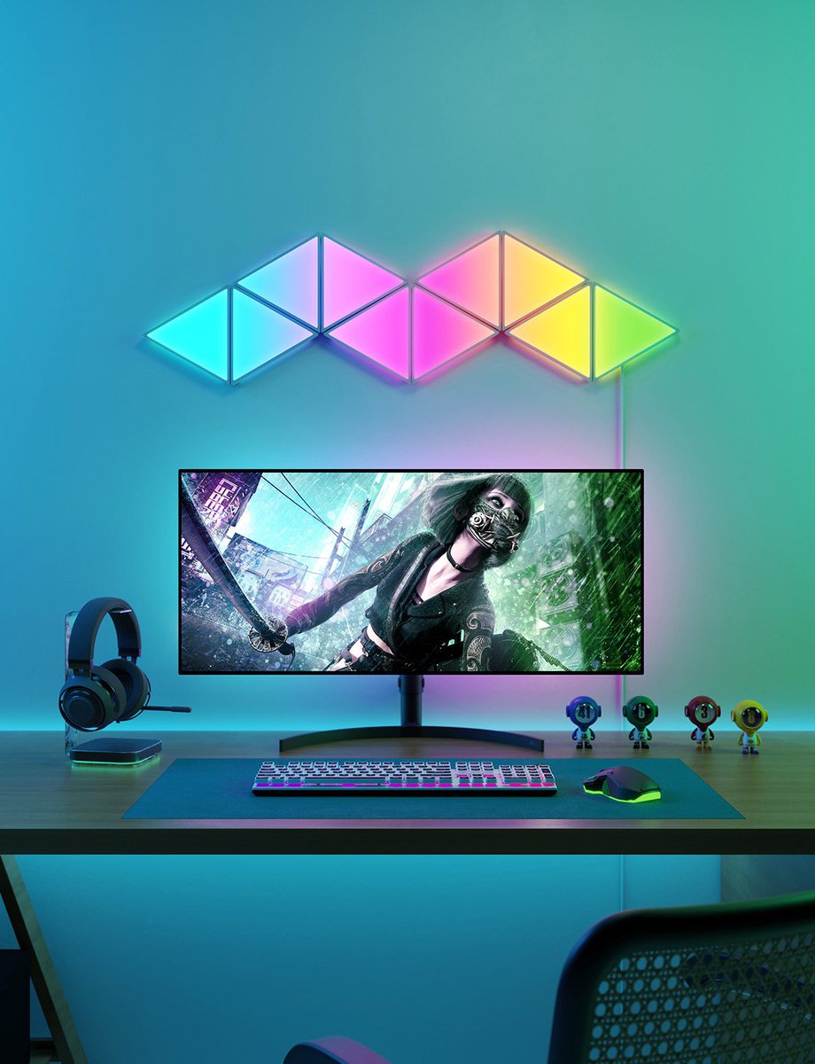 GoveeOfficial's tweet photo. A new way to Shape Your Reality - Govee Glide Tri
โ
Same flowing Govee RGBIC multi-color effects
โ
Same integrated wall corner mounting options
โ
Same sync ability with your content-reactive TV/PC lights
โ
Out now (and for $50 off). Link in bio. #GoveeGlideTri #GoveeRGBIC https://t.co/FgAoP0ETzT