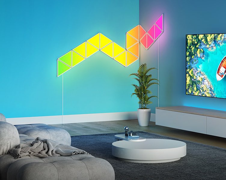 GoveeOfficial's tweet photo. A new way to Shape Your Reality - Govee Glide Tri
โ
Same flowing Govee RGBIC multi-color effects
โ
Same integrated wall corner mounting options
โ
Same sync ability with your content-reactive TV/PC lights
โ
Out now (and for $50 off). Link in bio. #GoveeGlideTri #GoveeRGBIC https://t.co/FgAoP0ETzT