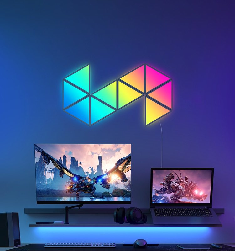 GoveeOfficial's tweet photo. A new way to Shape Your Reality - Govee Glide Tri
โ
Same flowing Govee RGBIC multi-color effects
โ
Same integrated wall corner mounting options
โ
Same sync ability with your content-reactive TV/PC lights
โ
Out now (and for $50 off). Link in bio. #GoveeGlideTri #GoveeRGBIC https://t.co/FgAoP0ETzT