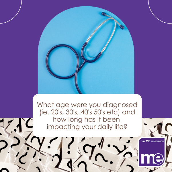 MEAssociation's tweet photo. 1/2 ME Awareness Week 2022 - Question 2.

What age were you diagnosed (ie. 20's, 30's, 40's 50's etc) and how long has it been impacting on your daily life?

ME/CFS is a long-term, multi-system disease that can have a devastating impact on functional ability and quality of life. https://t.co/8d8bkZIs6y