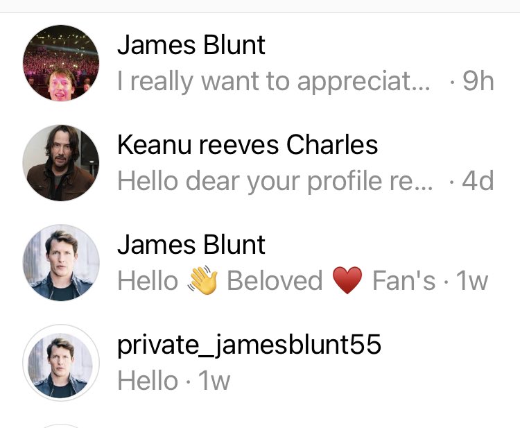 Sparklychic's tweet photo. Make that 3 fake James Blunt accounts now trying to connect with me 🤪why oh why do people do this yawn!! The real one is just fine 😊@JamesBlunt #Fake News #fakeaccounts https://t.co/KNCcZrU8WA