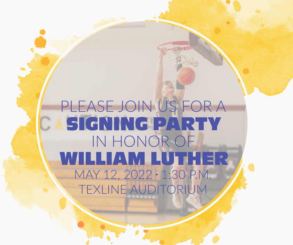 Please join us on Thursday, May 12th at 1:30 p.m. in the Texline School Auditorium for a signing party in honor of William Luther. The signing party will be followed by the seniors last walk through at 2:30.