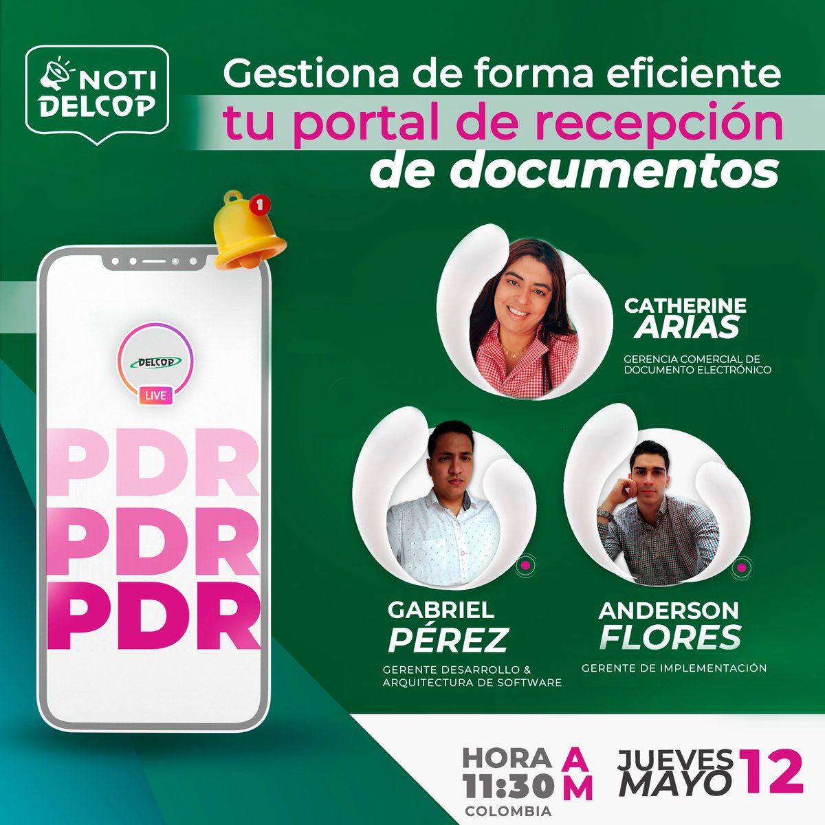 delcopco's tweet photo. ¡Únete a nuestro #Live interactivo en Instagram! 

📌Con la participación de:
✅Catherine Arias (Gerencia Comercial)
✅Gabriel Pérez ( Gerente de desarrollo &amp; arquitectura)
✅Anderson Flores (Gerente de Implementación)

¡Te esperamos! Link: https://t.co/RWiTdwMUNh

#11DeMayo https://t.co/nXVyG2YMZr