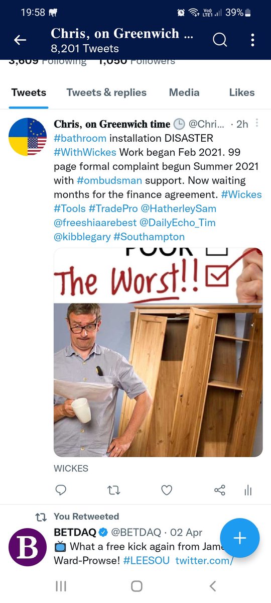 ChrisDrixon's tweet photo. @Chris05687577 Similar to my post, still awaiting @Wickes #Tools #WithWickes #Wickes @kibblegary Very poor service https://t.co/SEeSXqdElt