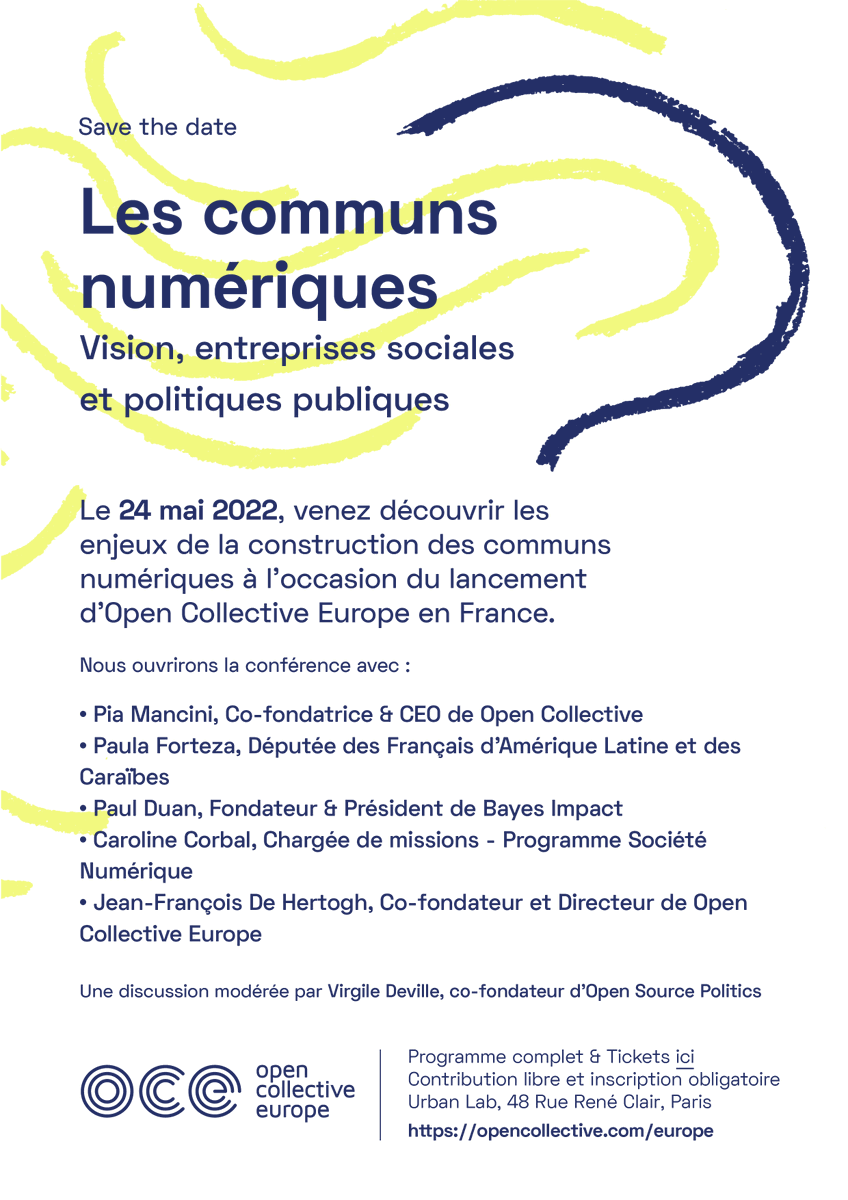 VirgileDeville's tweet photo. 🗓Le 24 mai à 18h30 on organise avec @opencollect un super événement à @UrbanLabParis pour parler des biens communs numériques. 
Que du beau monde de prévu !
🎟Inscription gratuite sur : https://t.co/0brjceg69r https://t.co/m9kNGGf2n8