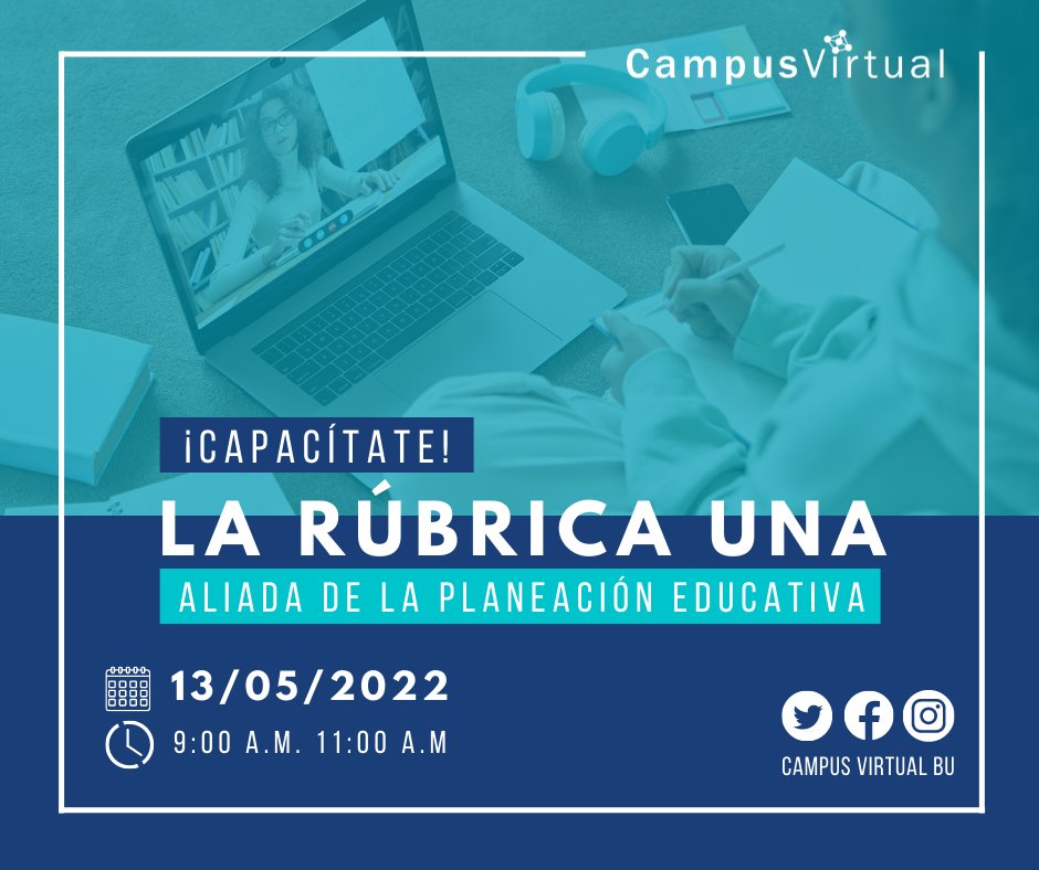 cvirtualbga's tweet photo. ¡Docente de la @SANTOTOBGA! 📢
¿Ya te inscribiste en la siguiente capacitación que ofrece el #CampusVirtual?✅
🔹Aprende sobre la rúbrica como una aliada estratégica en la planeación educativa.
🗓️ 13 de mayo 
⏰ 9:00 a.m. - 11:00 a.m. 
Inscríbete ➡️ https://t.co/Cb3chHjbFv https://t.co/Kb73EoUdMG