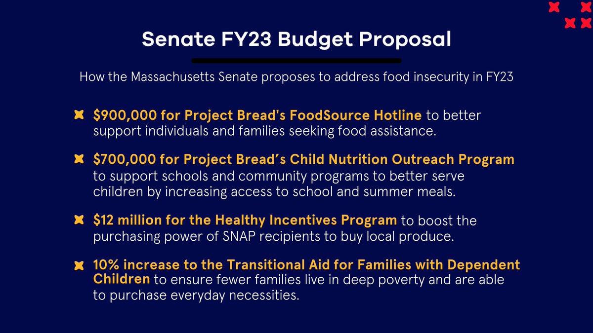 projectbread's tweet photo. Yesterday, the MA Senate released its FY23 budget proposal, a plan that includes key investments to address food insecurity. Project Bread applauds the Senate’s decision to include these programs which are vital as food insecurity continues to rise in our state...(1/2) #mapoli https://t.co/3cKZh2wLex