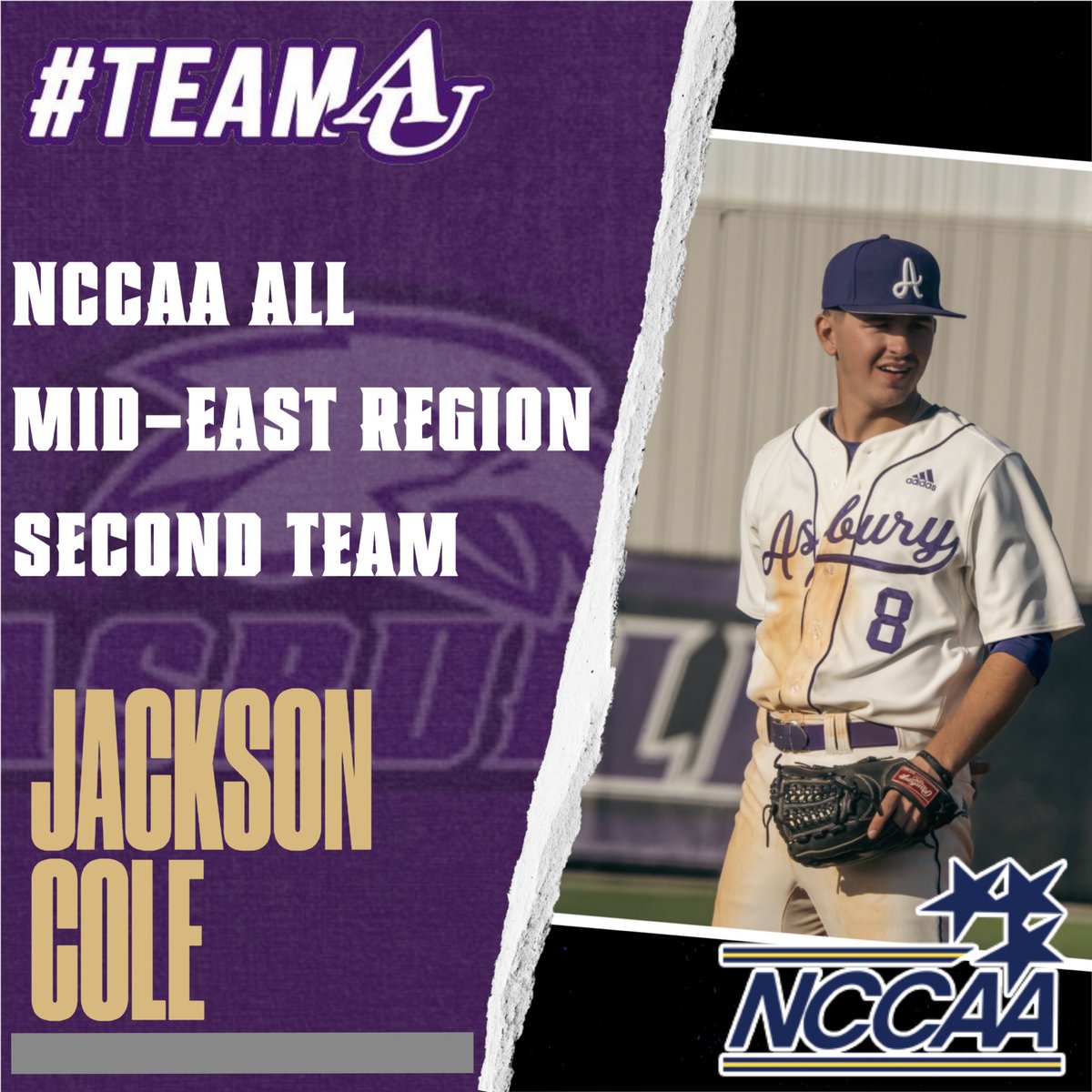 AsburyEagles's tweet photo. @AsburyBaseball produced 3️⃣ NCCAA Mideast Region 2nd Team members‼️ @TheNCCAA 

The gold name represents them as members of the Gold Glove Team 🔥

#PlayForHim 
#TeamAU https://t.co/oGMd7uSm6H