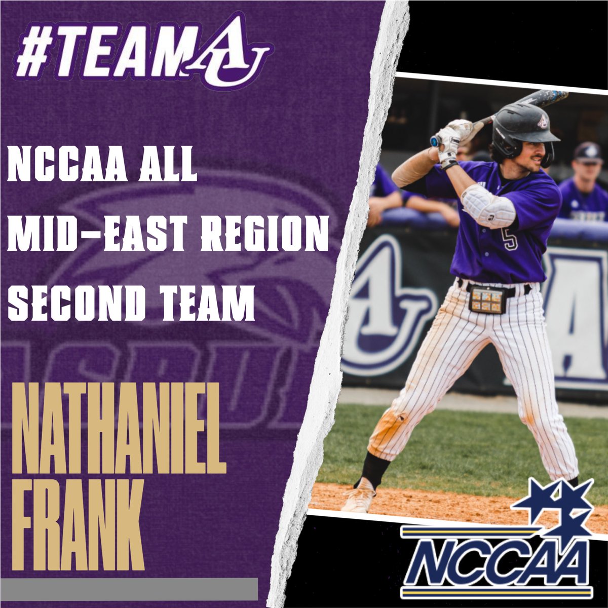 AsburyEagles's tweet photo. @AsburyBaseball produced 3️⃣ NCCAA Mideast Region 2nd Team members‼️ @TheNCCAA 

The gold name represents them as members of the Gold Glove Team 🔥

#PlayForHim 
#TeamAU https://t.co/oGMd7uSm6H