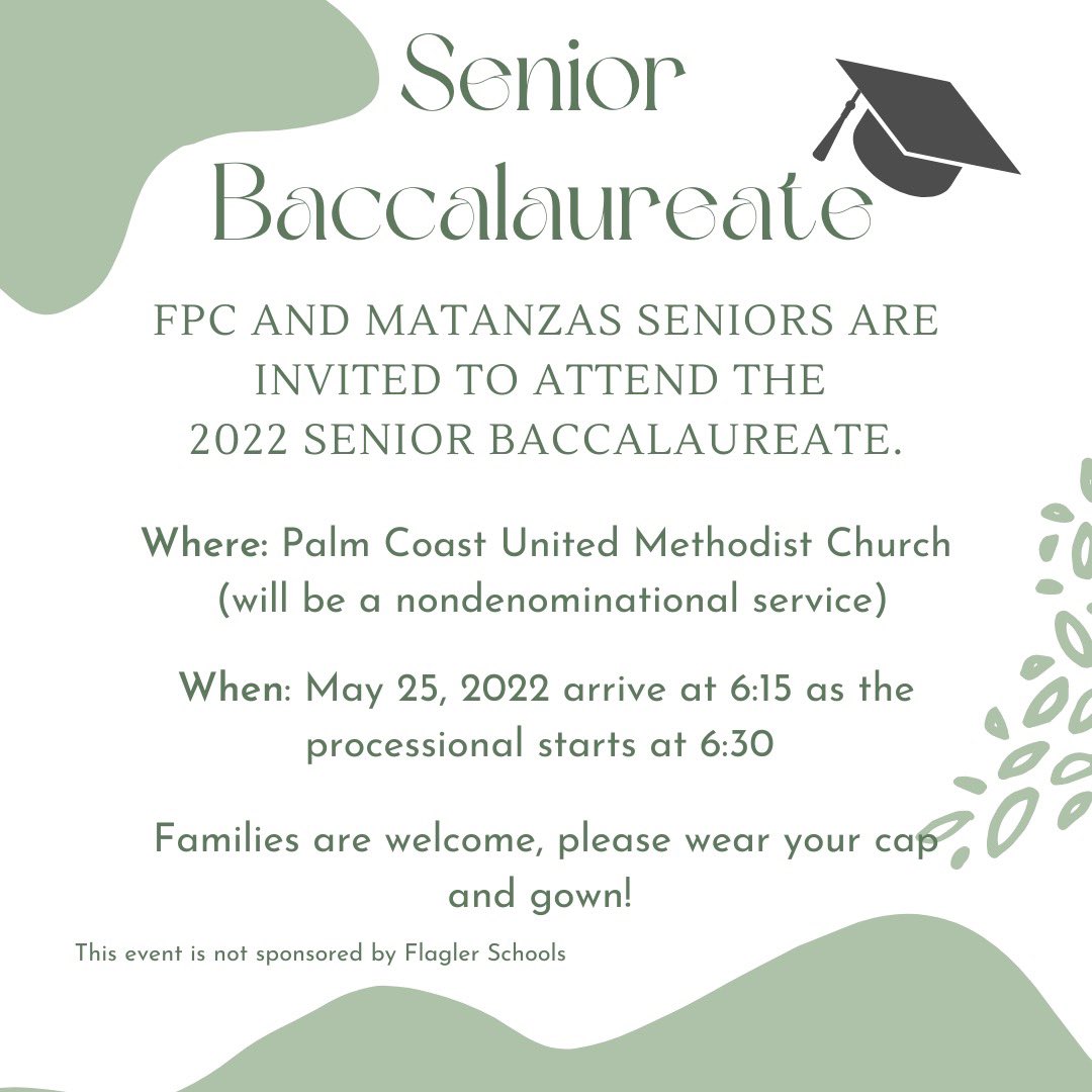 FPCSGA's tweet photo. @FPCHS @MatanzasSGA Seniors mark your calendar on May 25! https://t.co/Vl3RE4zal4
