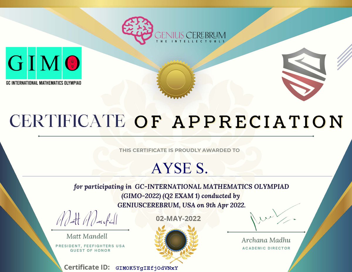 dsahsokc's tweet photo. Congratulations to our students, Matthew, Nour, Ayse, Jonathan, and Edward for their recognition from Genius Cerebrum International Math Olympiad. Keep it up Dove Rockets and thank you to their math coach Mr. Eskikurt. #Matholympiad #disciplined #organized #vigorous #education https://t.co/QoZbsYbyIa