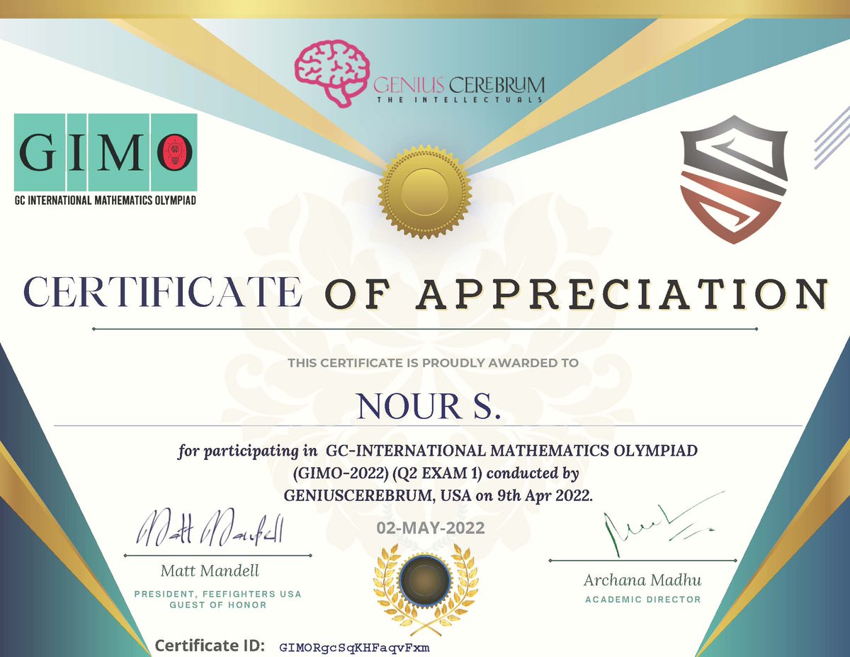 dsahsokc's tweet photo. Congratulations to our students, Matthew, Nour, Ayse, Jonathan, and Edward for their recognition from Genius Cerebrum International Math Olympiad. Keep it up Dove Rockets and thank you to their math coach Mr. Eskikurt. #Matholympiad #disciplined #organized #vigorous #education https://t.co/QoZbsYbyIa
