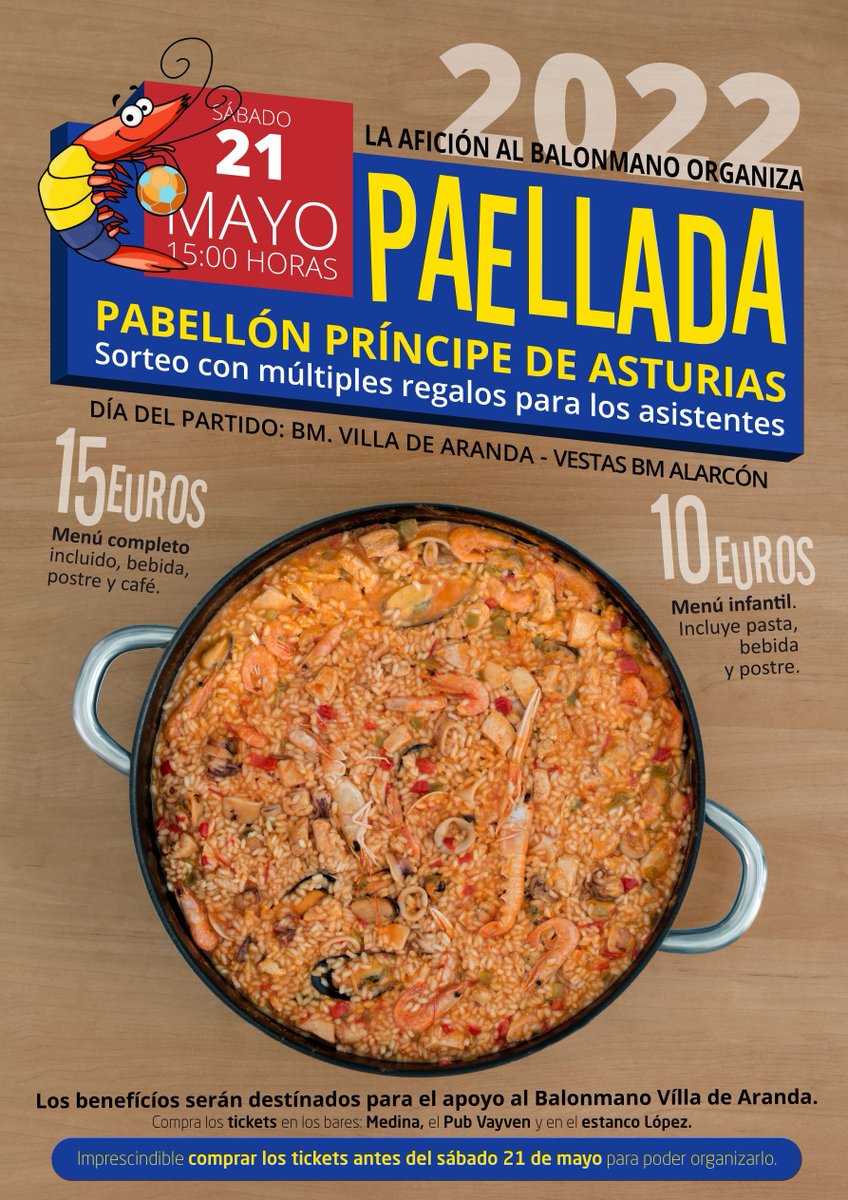 Volvemos con la paellada fin de temporada. Os esperamos a tod@s. Coger los tickets con tiempo para poder organizarlo bien.