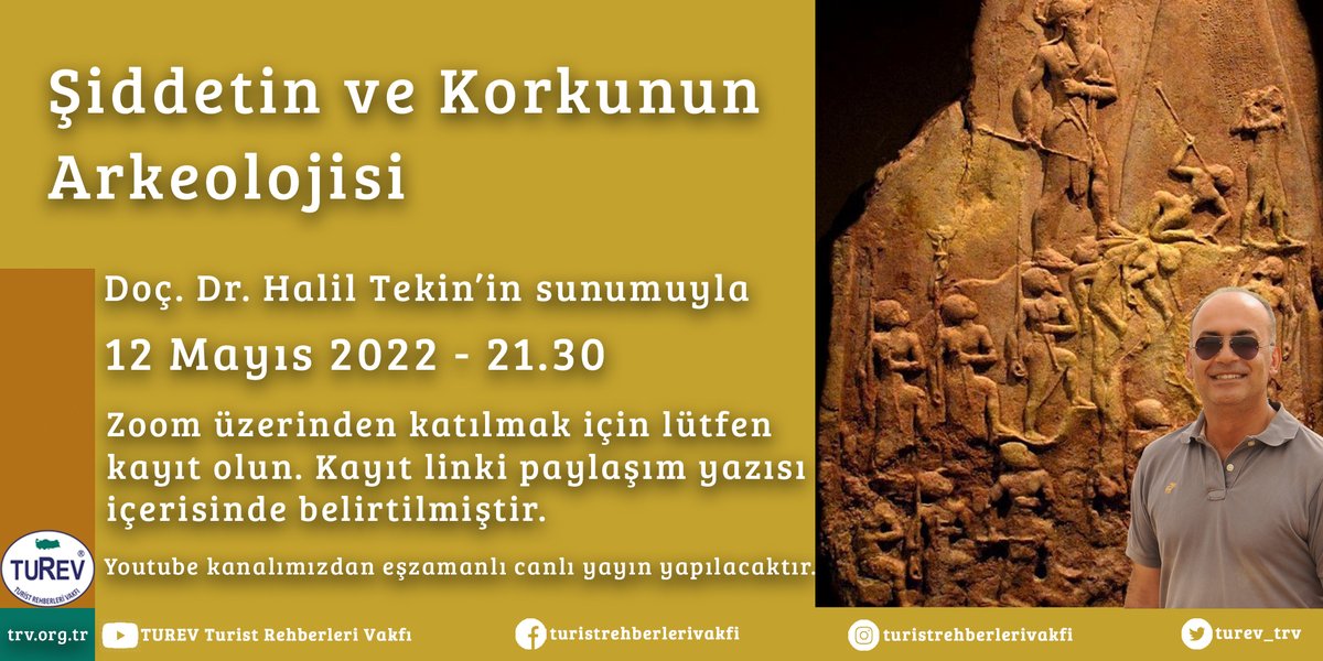 TUREV Ücretsiz Eğitim Seminerleri - "Doç. Dr. Halil Tekin - Şiddetin ve Korkunun Arkeolojisi" 
Tarih: 12 Mayıs 2022 - 21:30 

Kayıt:
us02web.zoom.us/meeting/regist…

Toplantı katılım bilgilerinin yer aldığı bir e-posta alacaksınız.

Youtube
youtube.com/c/turevturistr…

#şiddet #korku #turev