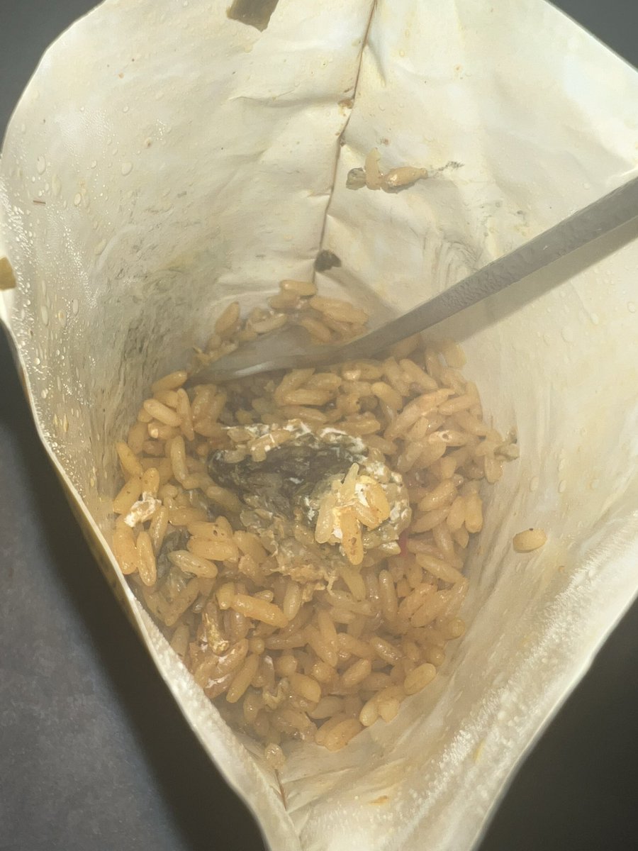 Tazzarelli_'s tweet photo. @AldiUK opened this ‘new’ satay rice to have with my dinner to find this? What on earth is this? It’s DISGUSTING https://t.co/PA5vP8oORA
