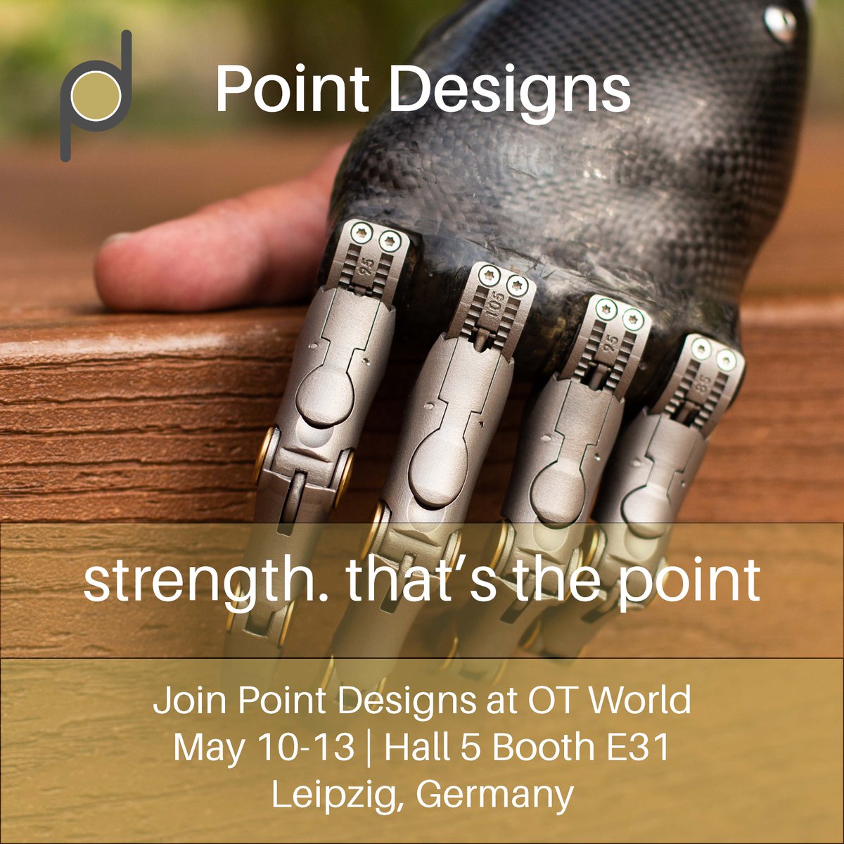 _pointdesigns_'s tweet photo. If you are at #OTWorld come say hello to us and our friends from @infinite_biomed! We are located in Hall 5 Booth E31.
#otworld2022 #flexcell #pointdesigns #pointdigit #pointdigitmini #pointpartial #pointthumb #fingerprosthesis #prosthetics #prosthesis #oandp https://t.co/k36JnpSyJO