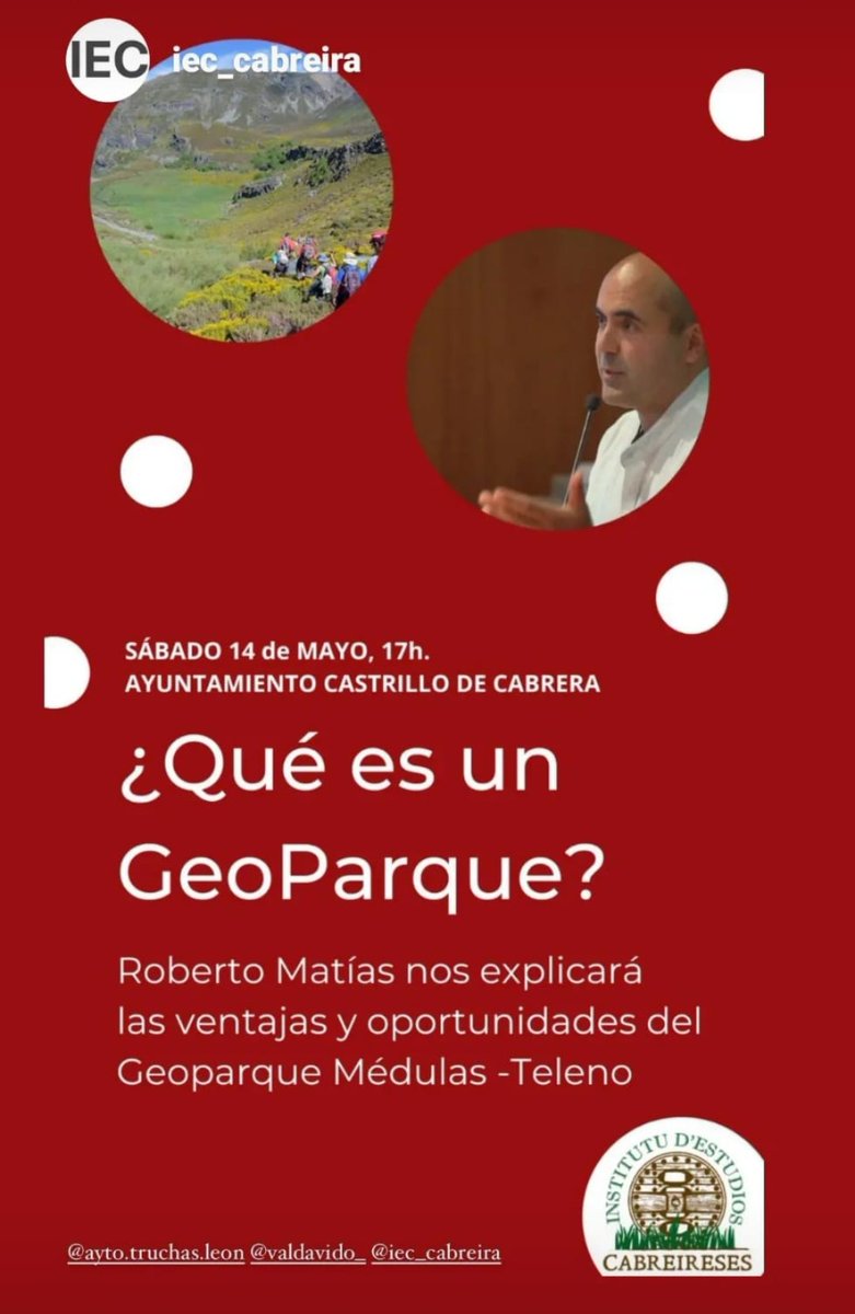 cabreiresa's tweet photo. Este catorce de mayo, a las cinco de la tarde:
#GeoparqueMédulasTeleno
#CastrilloDeCabrera
#Cabreira
#Leonesp https://t.co/DqlYs7EnDZ