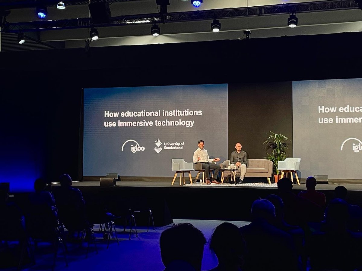 IglooVision's tweet photo. Another day at @ISE_Show complete, with @TheoPenty taking main stage with Paul Graham from @sunderlanduni at the Digital Learning Summit. See you tomorrow for another busy day 👋

#ISE2022 #ISE #DigitalLearningSummit #ISEDigitalLearningSummit https://t.co/v5cPAAL9rf