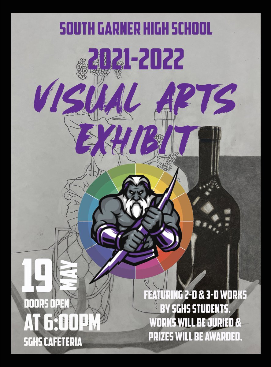 SGHSVisualArts's tweet photo. We are excited to announce our end of the year Visual Arts Exhibit! Please join us in conjunction with our Senior Awards show as we celebrate the hard work of our students. @SouthGarnerHS @sghscareerserv @SGHSPrincipal @WeServeSGTitans @sghscareerserv @SGHS_TLC https://t.co/X18bRmClX7