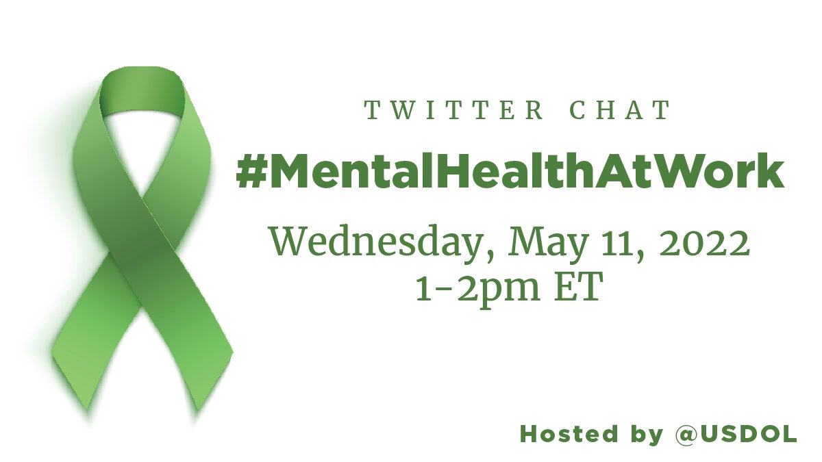 Thanks for joining us for today’s Twitter chat on #MentalHealthAtWork! This is a subject that’s really important to <a href="/POTUS/">President Donald J. Trump</a>, <a href="/SecMartyWalsh/">Secretary Marty Walsh</a>, the team that runs this Twitter account and a lot of other people – so let’s get started!