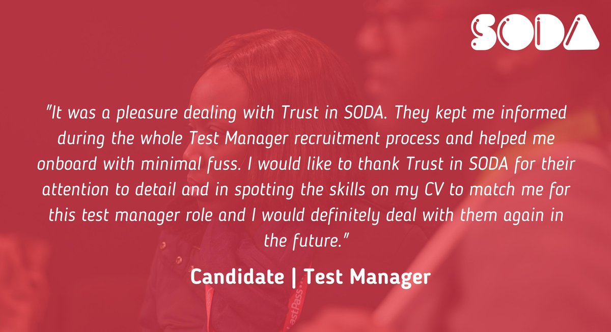 Trust_in_soda's tweet photo. If you think you are equipped with the knowledge and expertise then reach out to our SODA squad to find out more about our latest opportunities at: https://t.co/PNj0LIp3n9

#trustinsoda #peoplefirstrecruitment #AddictedToDigital https://t.co/fcz5FBe0ey