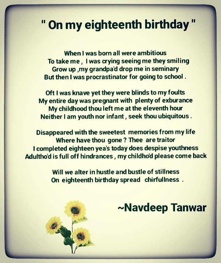 NavdeepTanwar4's tweet photo. I composed this poem on my eighteenth birthday ..... https://t.co/tC245enTPp