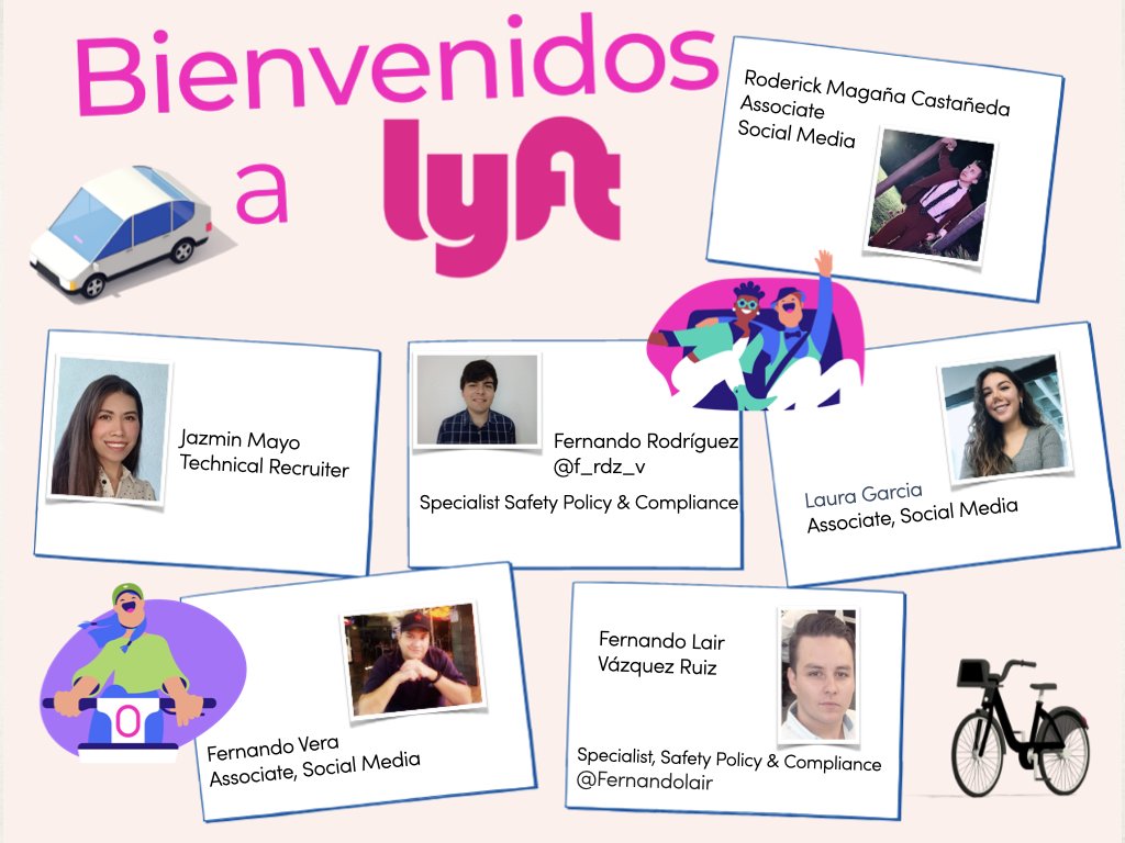 lyftmexico's tweet image. !El equipo en Mexico sigue creciendo!
Bienvenidos al equipo Laura Garcia, Jazmin Mayo, Ruby López Ráez, Fernando Rodríguez, Roderick Magaña Castañeda, Andrea Valenzuela, Alejandra Garcés, Estefania Alarcón, Fernando Vera, Fernando Lair Vázquez Ruiz
#lifeatlyft #wearehiring