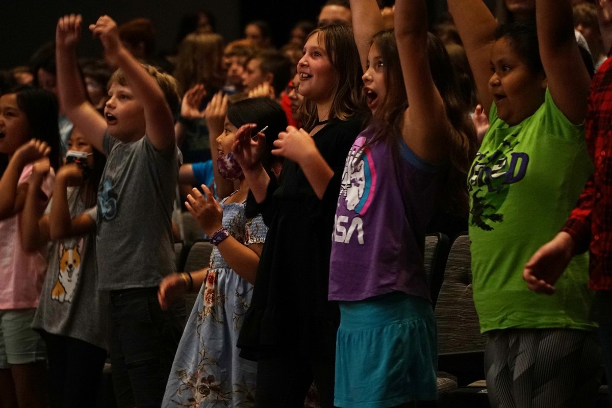 OwassoSchools's tweet photo. Elementary students across the district participated in the Link Up Concert today at @OHS_Rams! This is a chance for students to sing, play the recorder and even dance along with the @TulsaSymphony. We are so happy to host this event once again! #RamPride https://t.co/ESeVAdfqnS