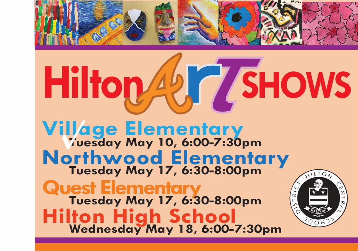 One down... three to go! Three more amazing shows, three more chances to see the incredible works created by the student-artists of the Hilton Central School District! Come joins us! <a href="/HiltonCSD/">Hilton CSD</a>