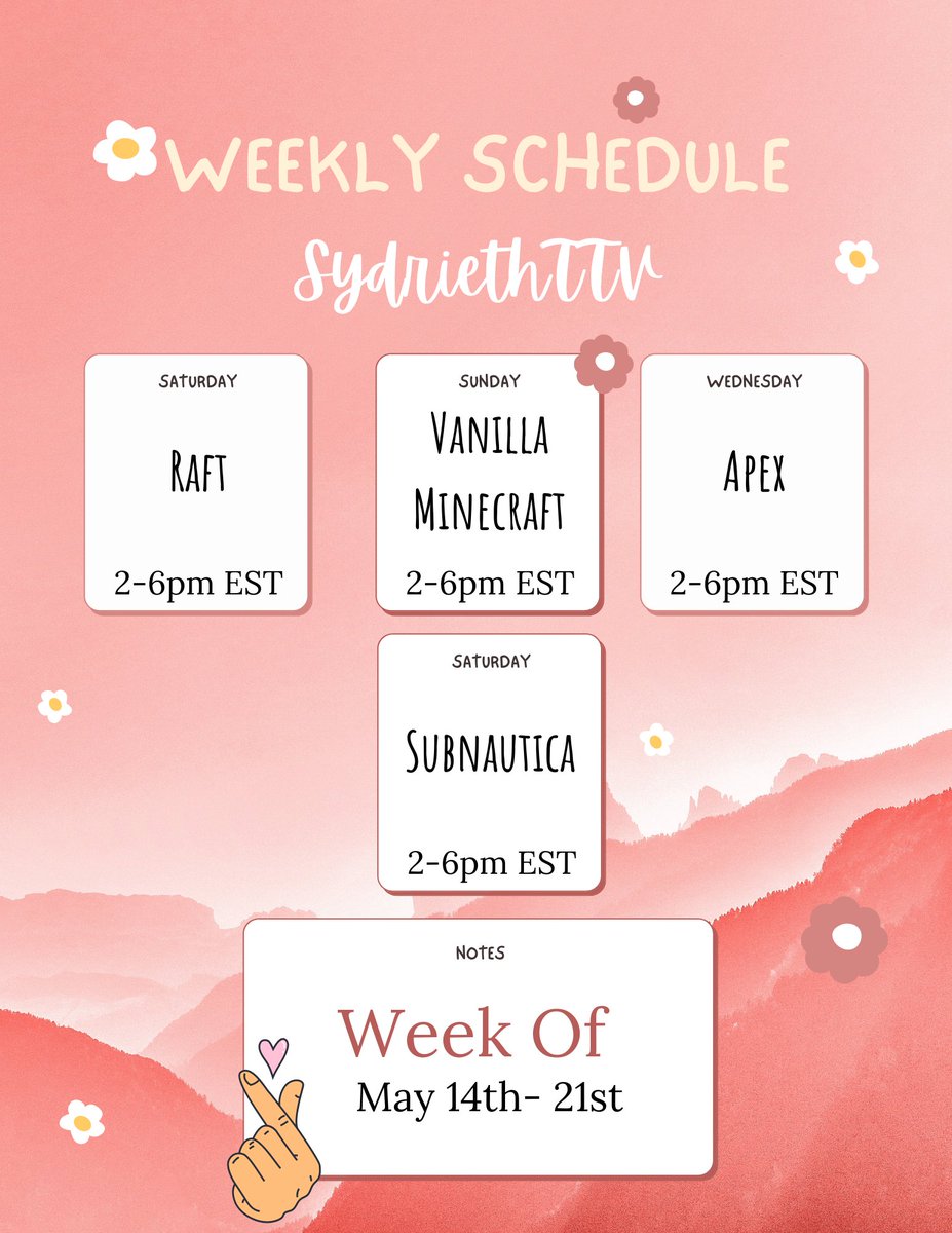 sydrieth's tweet photo. Next Week's Schedule!! I will be going LIVE in an hour playing some Minecraft!! ** you should totally follow if you don't already** https://t.co/C1DENh7V1u
#twitchaffiliate #Minecraft #LiveStreaming #twitch https://t.co/b4mcOApSTw