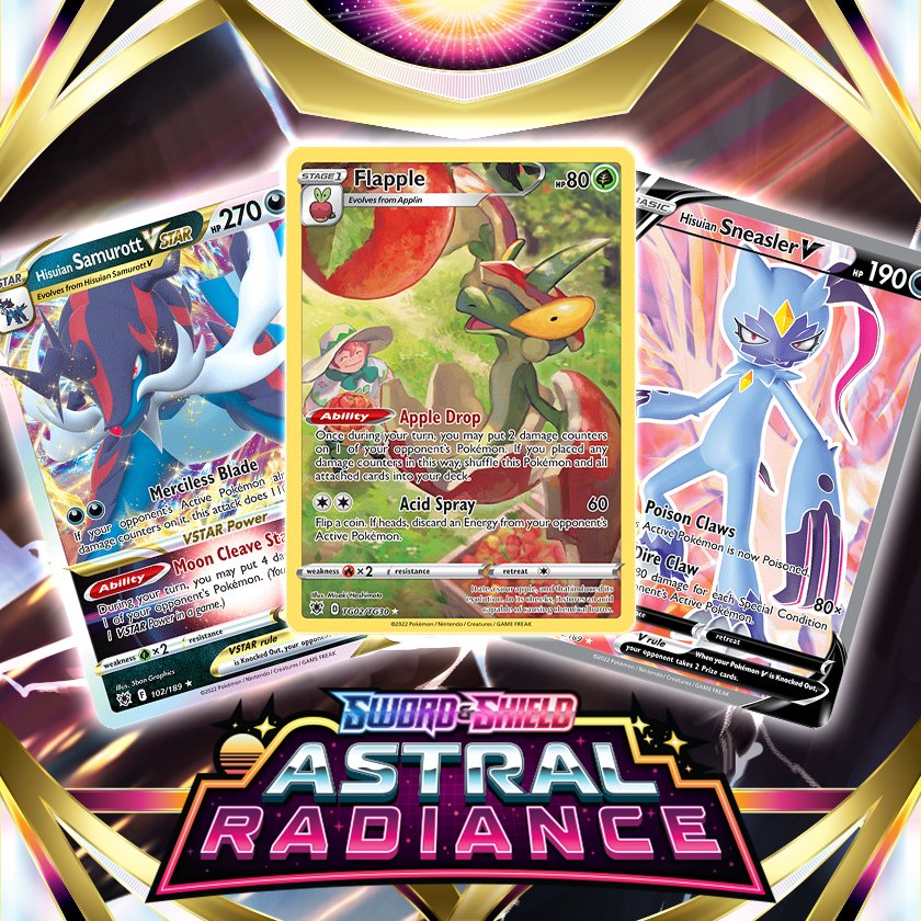 Get a sneak peek at Hisuian Samurott VSTAR 🌊, the Trainer Gallery set, and more from the upcoming Pokémon TCG: Sword &amp; Shield—Astral Radiance expansion! 
 
➡️ : pkmn.news/3yz0EfN