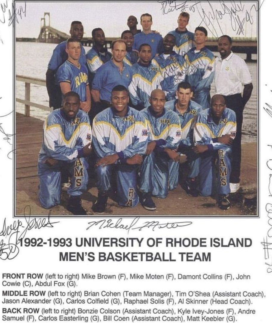 RhodyVault's tweet photo. Shout out to the 1992-1993 @RhodyMBB squad, which beat Glenn Robinson and Purdue in the NCAA Tournament.

The year before, they made it to the NIT quarterfinals. I will highlight that team with @theprotejay next week. https://t.co/FNpKrjem9Y