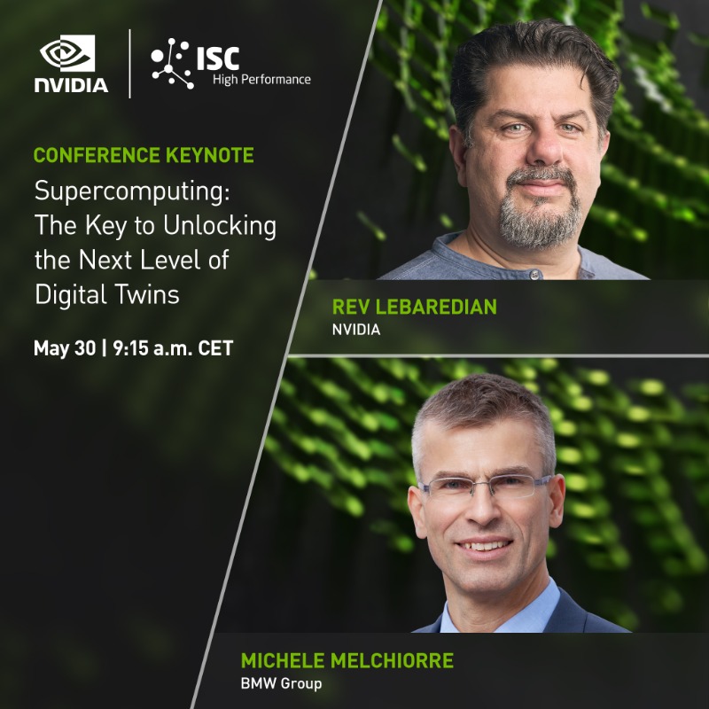NVIDIAworkstatn's tweet photo. Don't miss @BMWGroup and NVIDIA at the #ISC22 keynote on May 30 to learn how @NVIDIAOmniverse revolutionizes real-time, high-fidelity visual experiences of large-scale simulations enabled by the power of #HPC.

@ISChpc