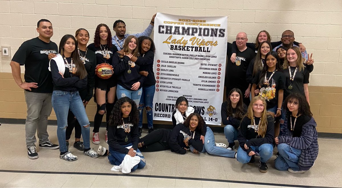 swhatch's tweet photo. Got to celebrate our Lady Vipers and their undefeated championship season last night. Was fun coaching these young ladies as they got the first banner for any girls team at @CountryMdwsElem  ... More to come.
 @MrReid9 @Daniell71641160 @DrCarlosFPerez1 https://t.co/P3jxTCp7Lc