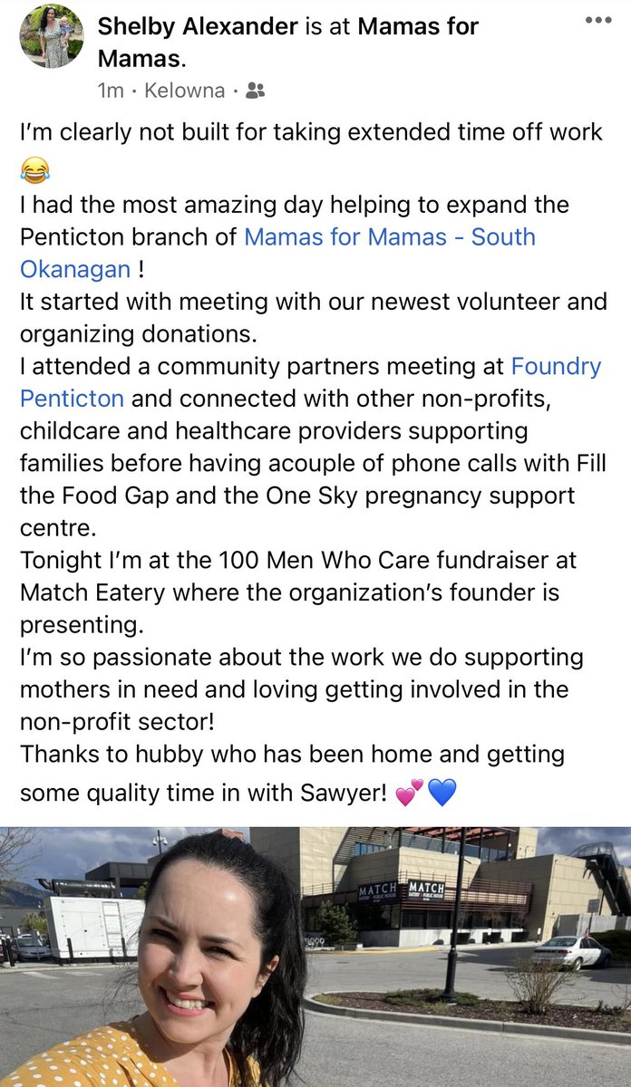 Shelby_Thom's tweet photo. Loving my volunteer work with @MamasForMamas and making a difference in our community while on mat leave! #mamasformamas #ittakesavillage #penticton #kelowna https://t.co/uOFKc3jZ1E