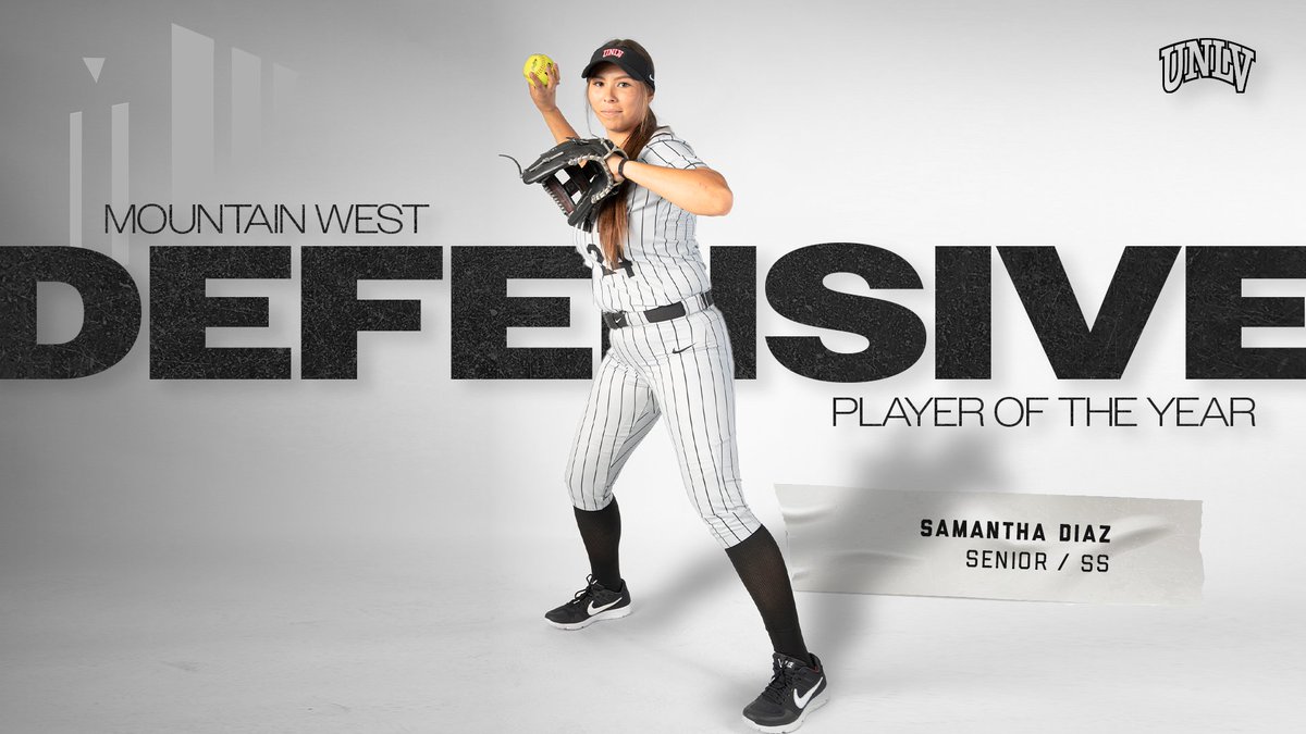 UNLVSoftball's tweet photo. Samantha Diaz was selected the @MountainWest Defensive Player of the Year for a second time! #BEaREBEL https://t.co/P3QcfWk2Sz